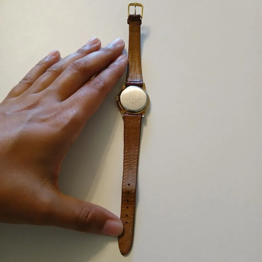Parts/Repair Vintage 90s Orion Swiss Quartz Moon Phase Watch Leather Strap 26mm